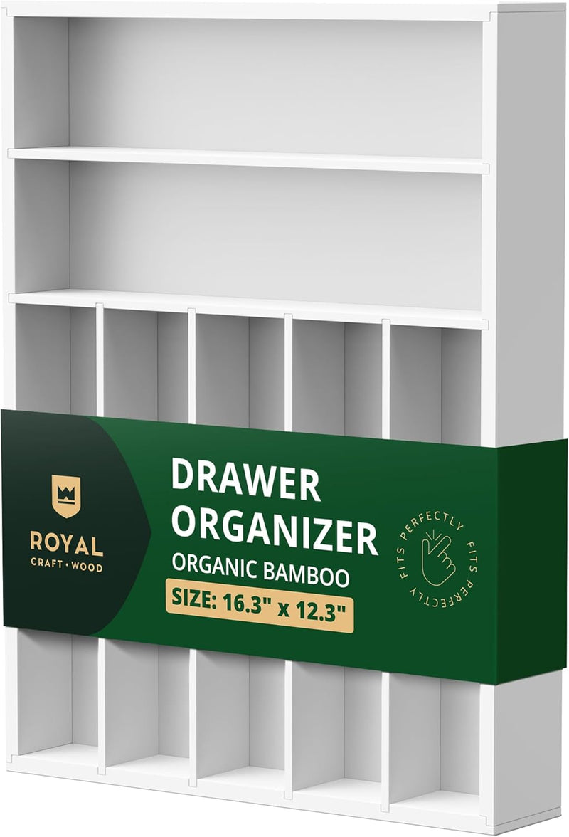 ROYAL CRAFT WOOD Luxury Bamboo Kitchen Drawer Organizer - Silverware Organizer, Utensil Holder & Cutlery Tray Drawer Dividers for Flatware (9 Slot, Natural)