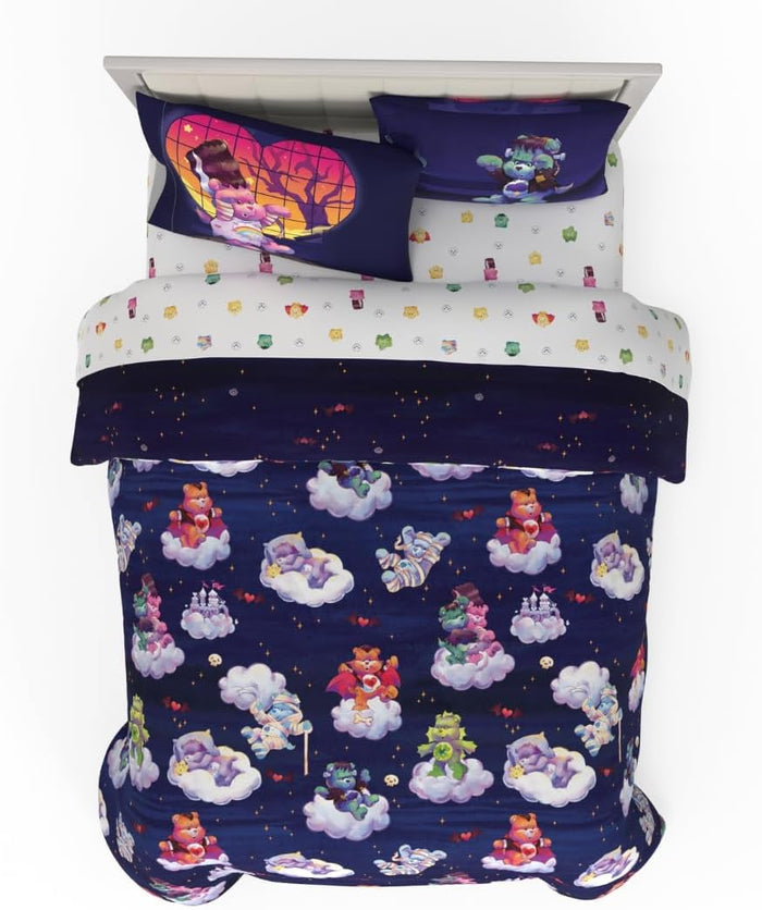 Franco Sanrio Kuromi & My Melody Bedding 7 Piece Super Soft Cozy Reversible Comforter and Sheet Set with Sham, Queen, (100% Official Licensed Product)