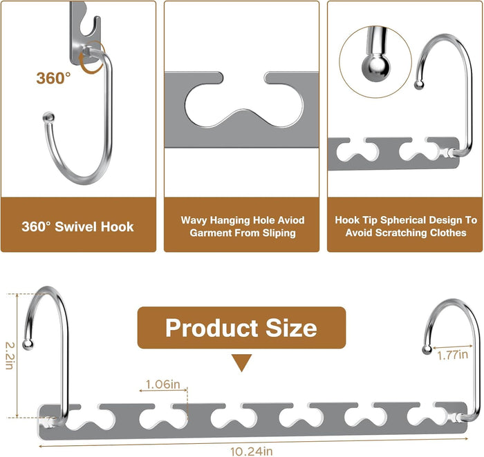 Space Saving Hangers for Clothes 6 Pack, Sturdy Metal Hangers Wardrobe Organizer, Magic Cascading Hanger, Closet Space Saver Closet Organizers and Storage