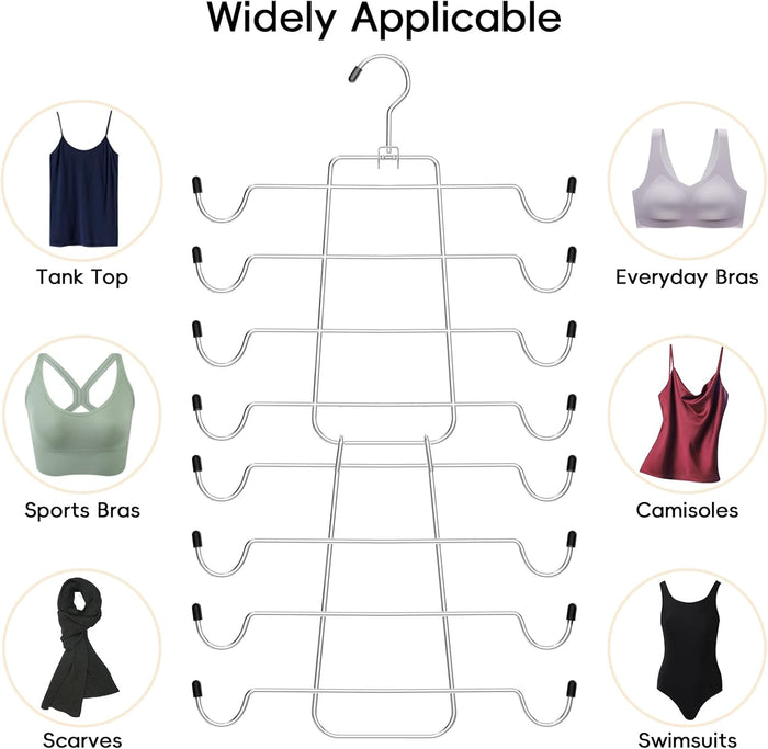 TomCare 2 Pack Tank Top Hanger and 2 Pack Leggings Organizers Space Saving Sport Bras Organizer Metal Yoga Pants Hangers with 20 Clips Hanging Closet Organizers and Storage for Hat Camisoles Shorts