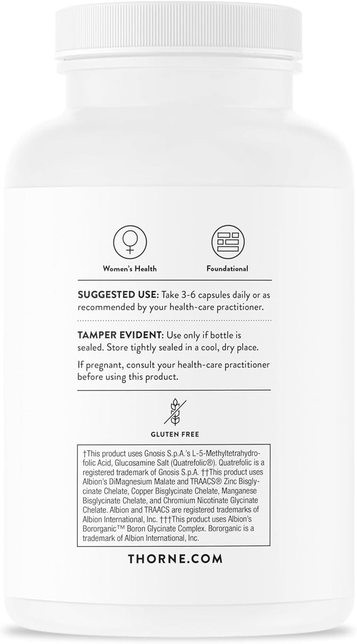 THORNE - Women's Multi 50+ - Comprehensive Daily Multivitamin with Vitamins A, B6, B12, C, D, E, K, Zinc & More - Support Heart, Brain, Bone & Immune Health* - 180 Capsules