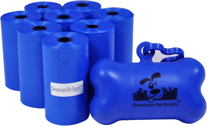 Downtown Pet Supply Dog Poop Bags with Dispenser – 1000 Count Leak-Proof Waste Bags, Eco-Friendly & Extra Strong, Easy Tear-Off Rolls with Bone-Shaped Holder – Rainbow with Holder, 12.5” x 8.5”