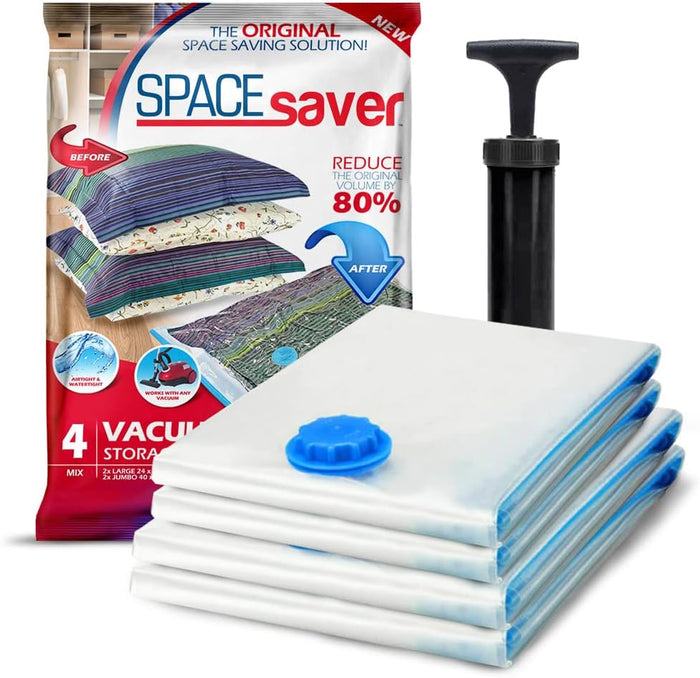 20-Pack Variety Vacuum Storage Bags for Comforters, Blankets & Clothes – Vacuum Sealed Compression Bags with Hand Pump – Space Saver Storage Bags for Bedding,Travel & Organization (5S, 5M, 5L & 5XL)