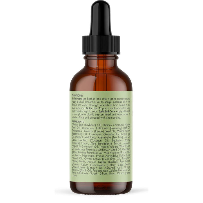 Mielle Organics Rosemary & Mint Hair Oil - Strengthening Biotin Oil Infused Frizzy & Damaged Hair Care - Split Ends & Dry Scalp Treatment to Support Longer, Healthier Strands, 2oz
