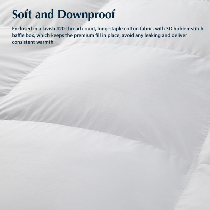 PACIFIC COAST Down Comforters King Size, 100% Cotton Duvet Insert, Extra Fluffy White Comforter, Ultra-Soft, Breathable, All Season Hotel Luxury Bedding Comforters, 8 Corner & Center Loops (106"x90")