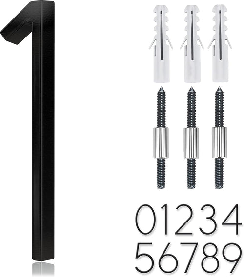 5" Stainless Steel Floating House Number, Metal Modern House Numbers, Mailbox Decor Number with Nail Kit, Coated Black, 911 Visibility Signage (6) or (9)