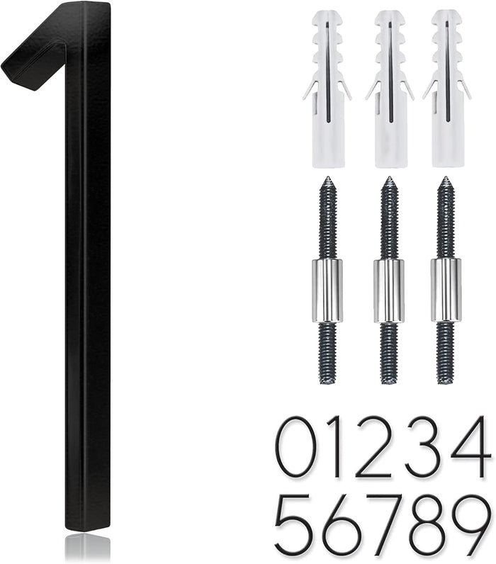 5" Stainless Steel Floating House Number, Metal Modern House Numbers, Mailbox Decor Number with Nail Kit, Coated Black, 911 Visibility Signage (6) or (9)