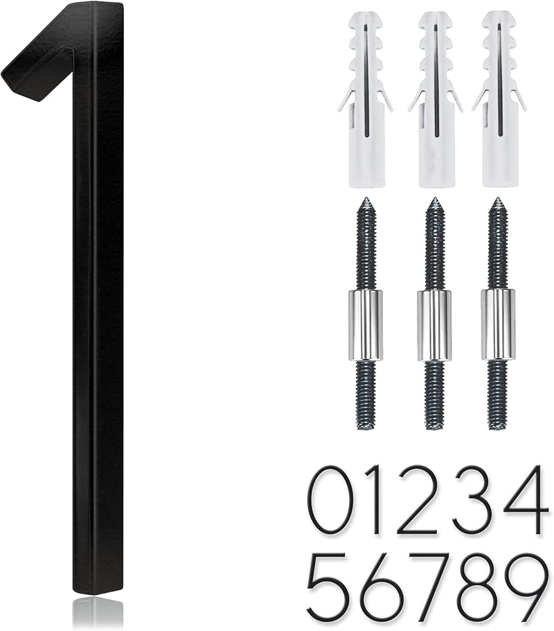 5" Stainless Steel Floating House Number, Metal Modern House Numbers, Mailbox Decor Number with Nail Kit, Coated Black, 911 Visibility Signage (6) or (9)