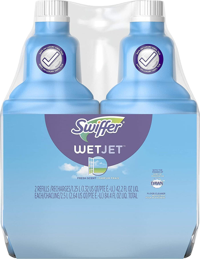 Swiffer WetJet Multi-Purpose Floor Cleaner Solution with Febreze Refill, Hardwood Floor Cleaner, Lavender Scent, 1.25 Liter -42.2 Fl Oz (Pack of 2)