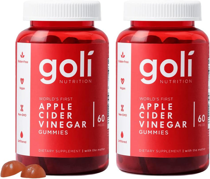 Goli Apple Cider Vinegar Gummy Vitamins - 60 Count - Vitamin B12, Gelatin-Free, Gluten-Free, Vegan & Non-GMO