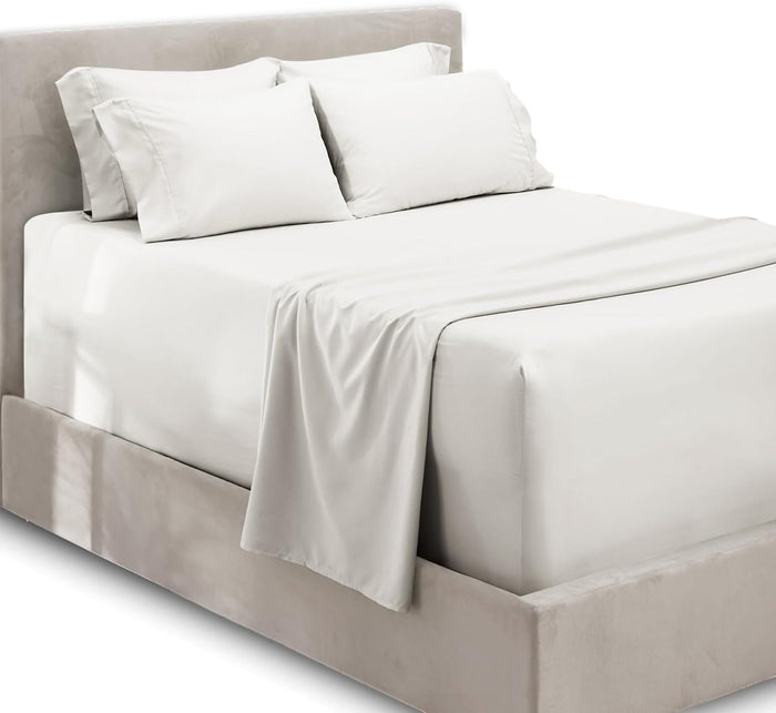 Hearth & Harbor Luxury Soft 6 Piece Bed Sheet Set Extra Deep Pocket Fitted Sheets Fits Mattress up to 21", Double Brushed Bedding, Queen, Teal