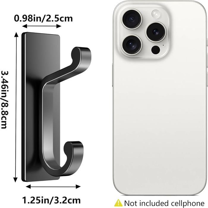 6 Pack Self Adhesive Wall Black Hooks - Sticky Hooks Wall Mount for Clothes, Towel, Robes, Keys, Purse, Backpack, Heavy Duty Hooks for Door Kitchen Bathroom Shower Rental Houses, Hold 13Lbs.