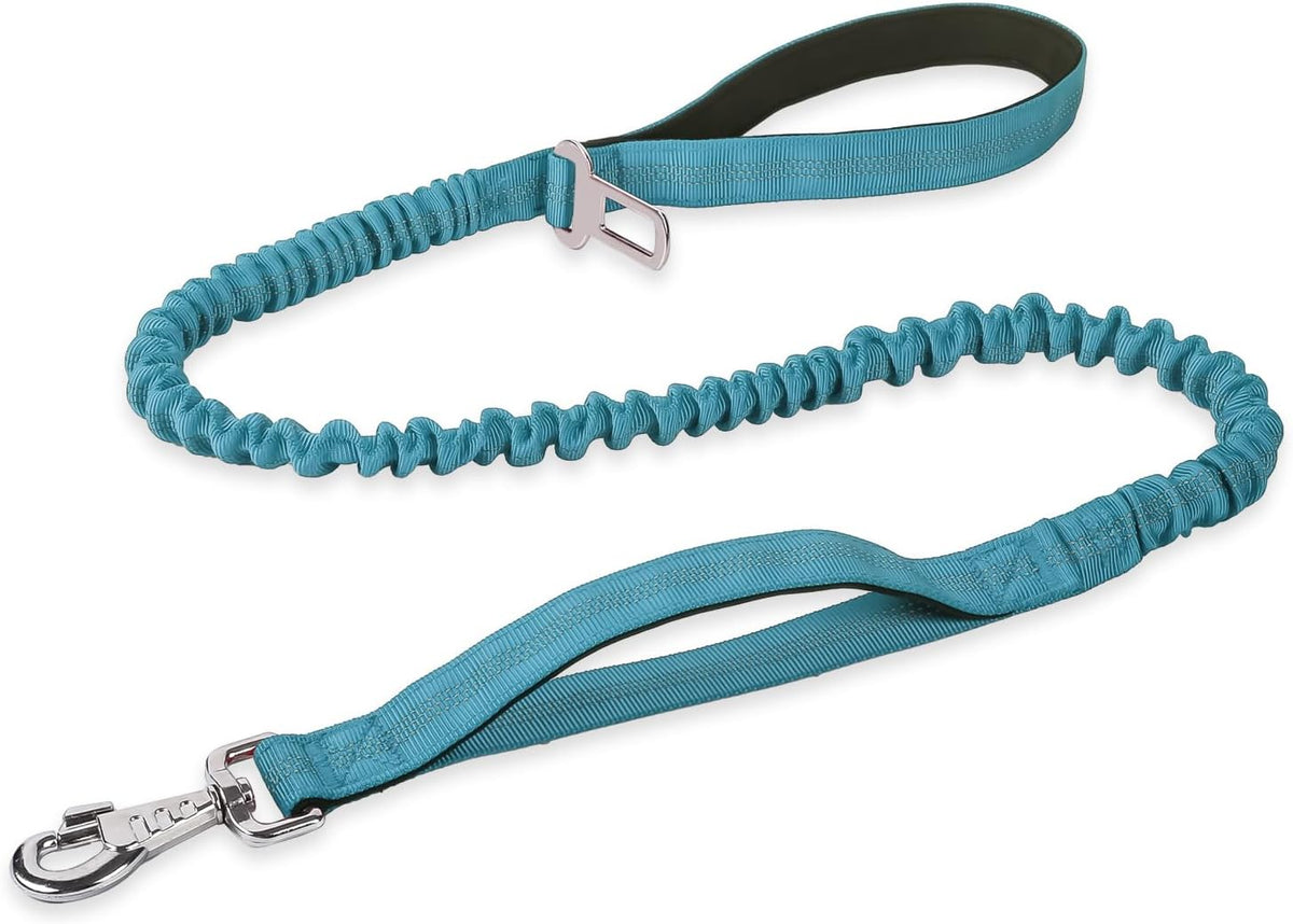BUMBIN 6Ft Dog Leash Large Dogs, Bungee Dog Leash with 2 Handles, Heavy Duty Leashes for Medium Small Dogs, No Pull Shock Absorbing ，with Car Seat Belt for Training, Brown