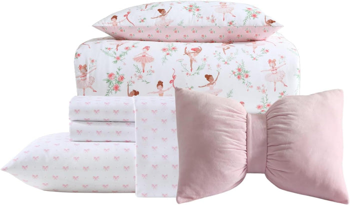 Laura Ashley - Kids Comforter Set, 100% Super Soft Toddler Bedding with Matching Sham & Bonus Decorative Pillow, Ideal Girl Room Essentials (Ballerina Divas Pink, Twin)