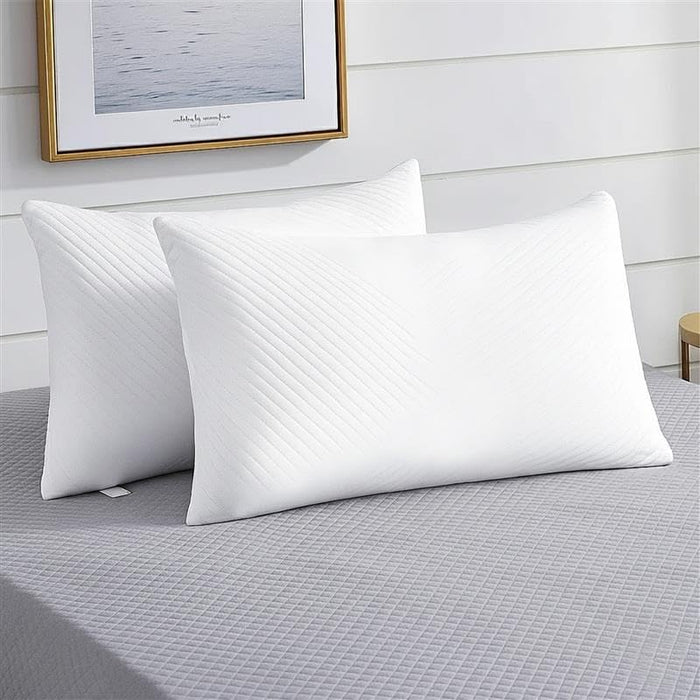 Bed Pillows for Sleeping 30x20 Inches – Set of 2 Queen Size Shredded Memory Foam Pillows with Pillowcases, Cooling Hotel Pillow - Hypoallergenic Adjustable Pillow for Side, Back & Stomach Sleepers