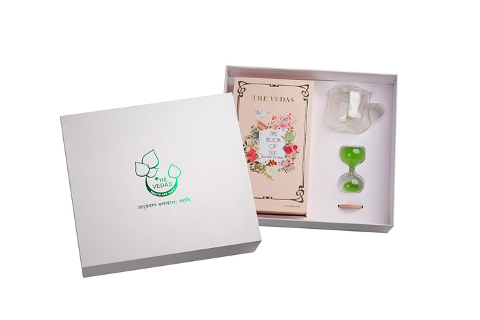 The Vedas Book of Tea Collection | Assorted Tea Bags | Mother's Day Gift Set | 12 Exotic Herbal Blends | 4 Units Each, Total 48 | Best for Corporate Gifting | Gift Hamper