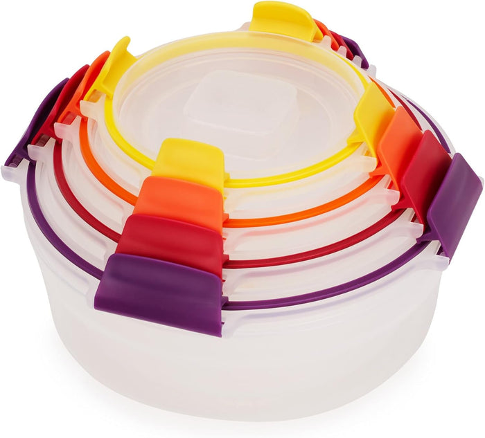 Joseph Joseph Nest Lock Plastic BPA Free Food Storage Container Set with Lockable Airtight Leakproof Lids, 10-Piece, Multi-Color