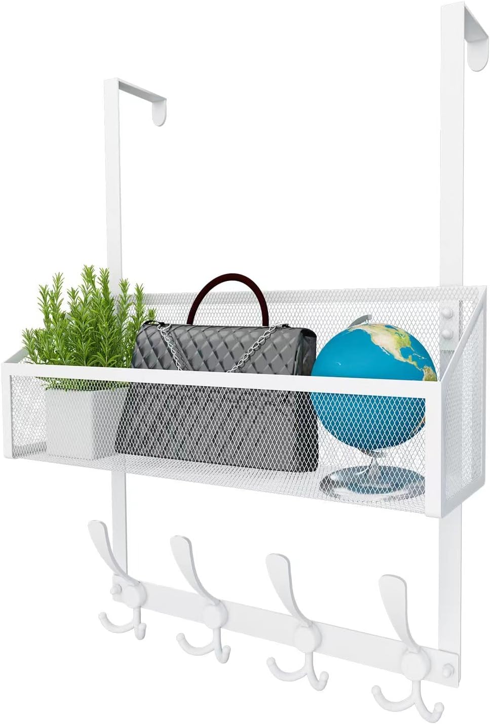 Over The Door Hooks Organizer, Coat Rack Over The Door Storage Hanger Towel Rack, Back of Door Storage Organizer for Bathroom,Bedroom,Kitchen,Office (Black 2-Tier)