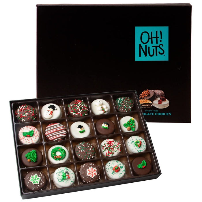 Oh! Nuts Gourmet Gift Baskets - 18 Biscotti Cookie Chocolate Gift Basket - Unique Prime Holiday, Birthday, Anniversary, Corporate Tray for Men, Women