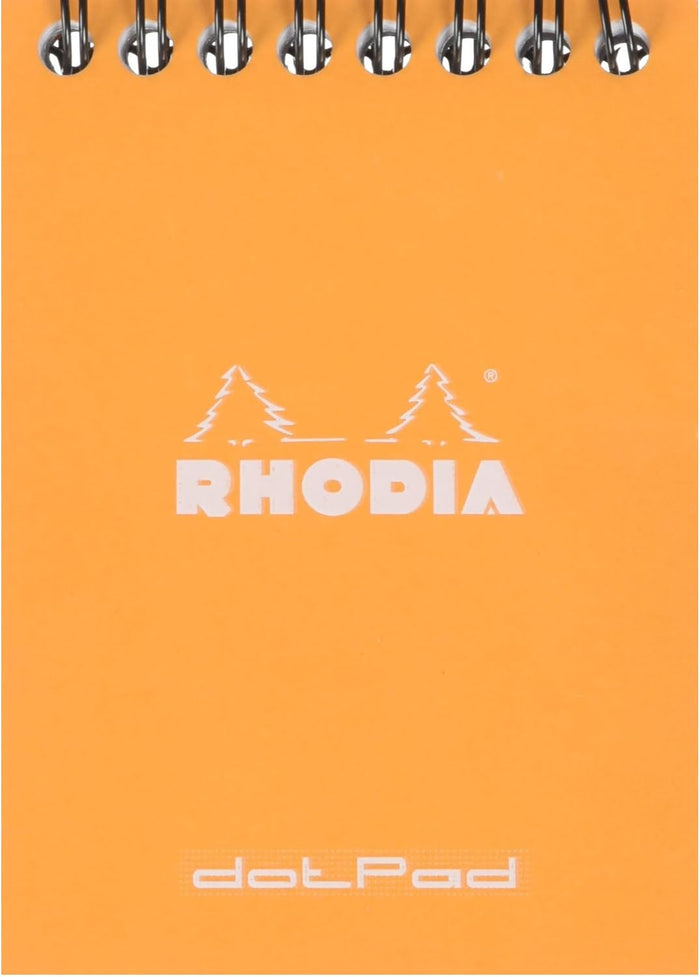 Rhodia #16 Wirebound Notepad 5.8" x 8.3" Dot Pad, Orange Cover