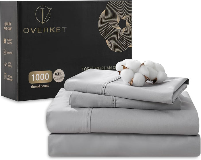 Extra Deep Pocket King Sheets 18-24 Inch 1000 Thread Count 100% Egyptian Cotton Sateen Weave Soft Breathable 4 Pieces（King，Forest Green）