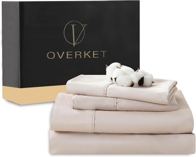 1000 Thread Count Egyptian Cotton Sheets Queen Size Set 4PCS Sateen Weave Soft Breathable 16-Inch Deep Pocket（Queen,Dusty Pink）