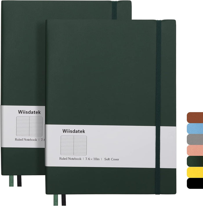B5 College Ruled Notebooks - 2 Pack B5 Large Journal Notebooks with 376 Numbered Pages,100gsm Thick Lined Paper,Soft PU Leather Cover,7.6 X 10 inch(PINK)