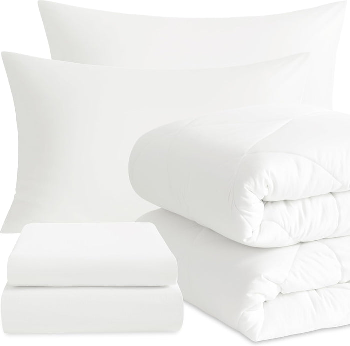 NTBAY Twin Comforter Set with Sheets, 5 Pieces Soft and Breathable Bedding Set, Twin Bed in a Bag, Down Alternative Comforter Set Solid Color All Season, Kids Bedding Set, Aqua