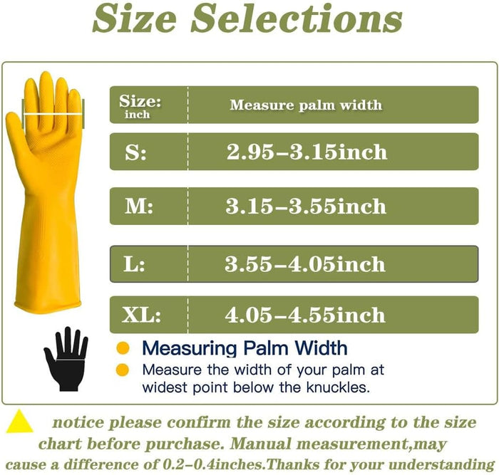 8 Pairs Reusable Household Cleaning Gloves, Rubber Kitchen Dishwashing Gloves,Extra Thickness, Long Sleeves, for Washing Dishes, Pet Care(Medium, Yellow)
