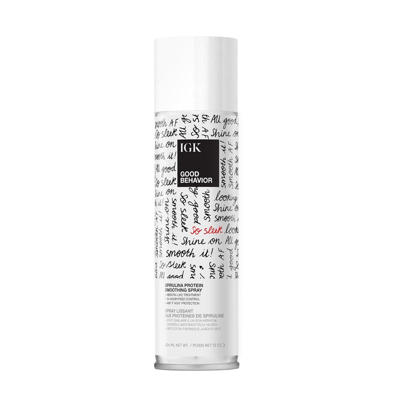IGK GOOD BEHAVIOR Spirulina Protein Smoothing Spray | Keratin Like Treatment + Frizz Control + Heat Protectant | Vegan + Cruelty Free |
