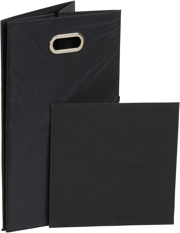Household Essentials GEN Folding Laundry Hamper, Grommet Handles, Sturdy Fiberboard with Polyester Lining, Quick Set-Up, Squared Shape Saves Space, Black