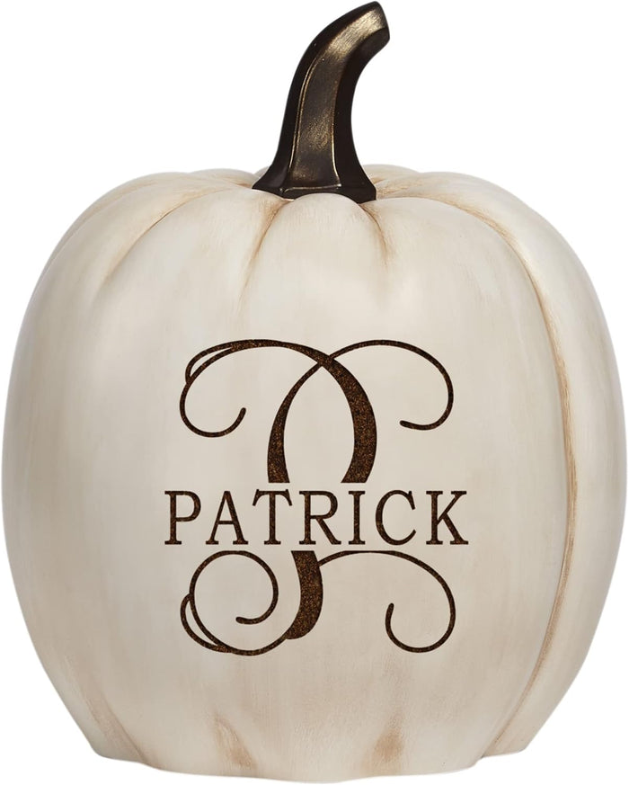 Let's Make Memories Personalized Light Up Pumpkin Decor Outdoor - Your Name & Initial on a Custom Pumpkin - Halloween Fall Decoration - Jack o Lantern - Outside or Inside - XL - Orange