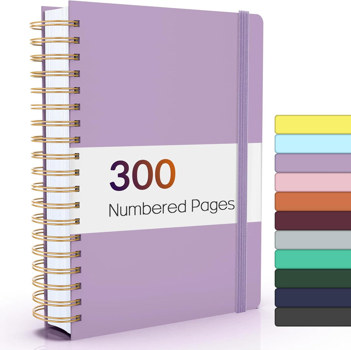 Forvencer Lined Spiral Journal Notebook with 300 Numbered Pages, B5 College Ruled Thick Journals for Writing with 100GSM Paper, Hardcover Notebooks with Contents for Work, School, Women, Men, Black