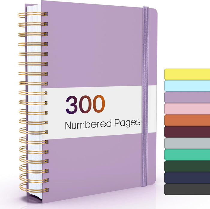 Forvencer Lined Spiral Journal Notebook with 300 Numbered Pages, B5 College Ruled Thick Journals for Writing with 100GSM Paper, Hardcover Notebooks with Contents for Work, School, Women, Men, Black