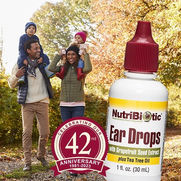 NutriBiotic – Ear Drops, 1 Fl Oz | Gentle & Soothing Ear Support with Grapefruit Seed Extract & Tea Tree Oil | Vegan | Non-Medicated | Made without GMOs & Gluten