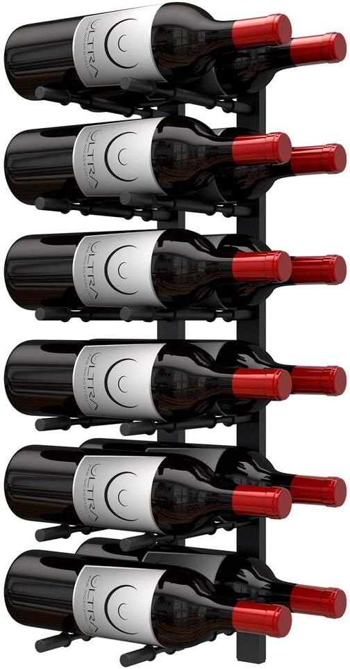 Ultra Wine Racks Wall Mounted Label-Out Wine Racks (3 Foot 1 Deep, Matte Black, 9 Wine Bottles) - Modern Metal Wine Storage, Modular Design for Home Bar, Kitchen, Dining Rooms, & Wine Cellars