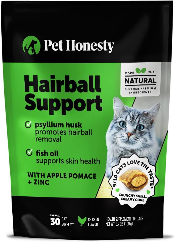 Cat Hairball Support Crunchy & Creamy Chews, Hairball Remedy Treats, Cat Furball Treatment, Supports Skin & Coat, Vitamins for Digestion, Chicken (30-Day Supply)