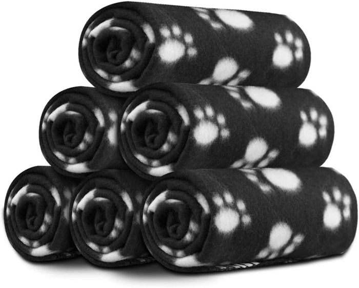 Comsmart Dog Blankets for Small Dogs, 6 Pack Puppy Blanket Cute Paw Print Pet Blanket for Dog, Puppy, Cat, Kitten, 24x28 inches