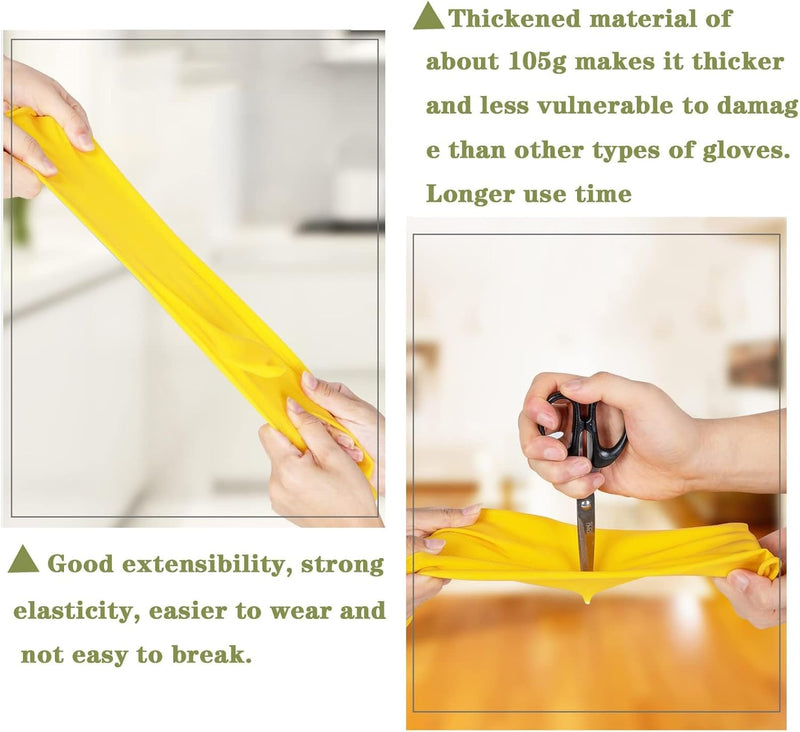 8 Pairs Reusable Household Cleaning Gloves, Rubber Kitchen Dishwashing Gloves,Extra Thickness, Long Sleeves, for Washing Dishes, Pet Care(Medium, Yellow)