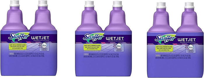 Swiffer WetJet Multi-Purpose Floor Cleaner Solution with Febreze Refill, Hardwood Floor Cleaner, Lavender Scent, 1.25 Liter -42.2 Fl Oz (Pack of 2)