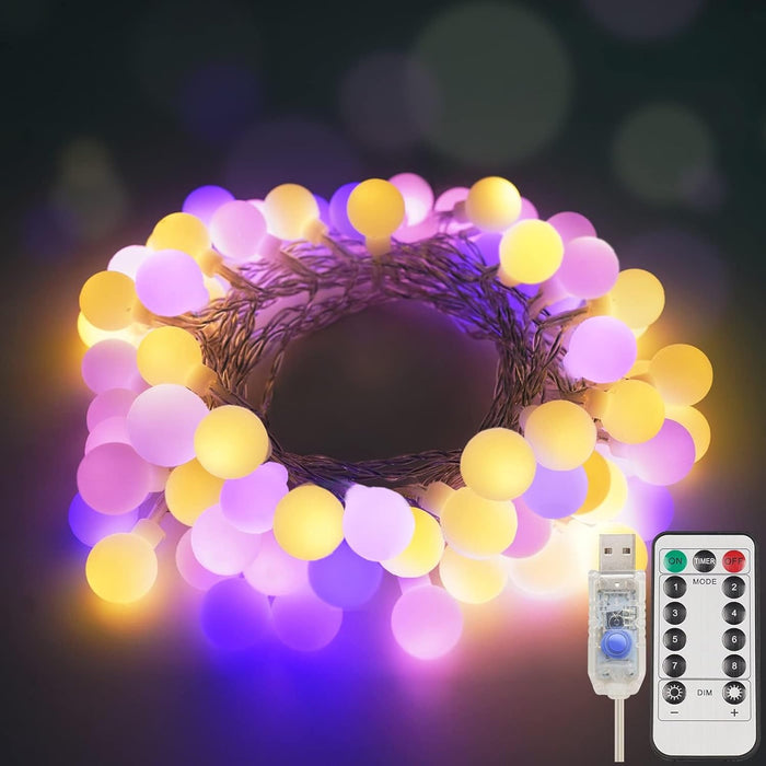 suddus String Lights for Bedroom, 33ft 100 Led Connectable Globe String Lights Indoor, Hanging Fairy Lights Plug in with Remote for Kids Room Dorm Classroom Outdoor Christmas Tree Decor, Warm White