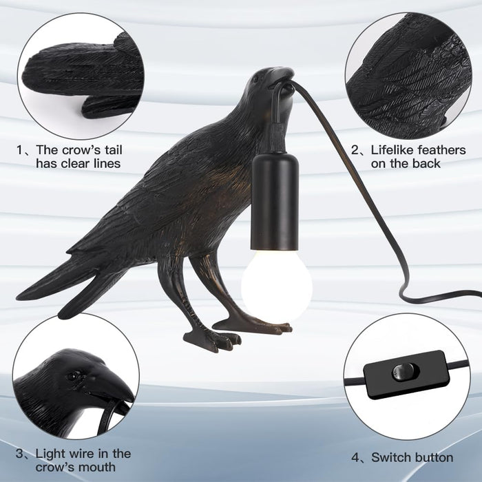 Gothic Crow Raven Table Lamp Light
