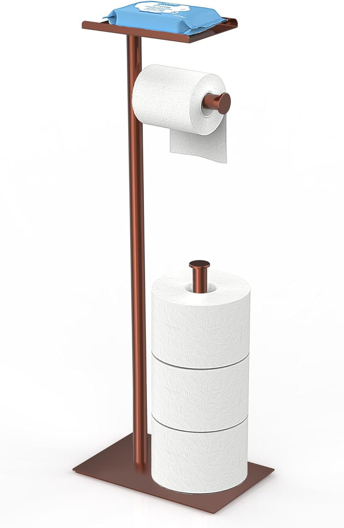 CISILY Black Toilet Paper Holder Stand with Phone Shelf, Bathroom Toliet Decor Decoration. Tissue Roll Free Standing Storage, Rv Accessories, Apartment Restroom Household Home Essentials