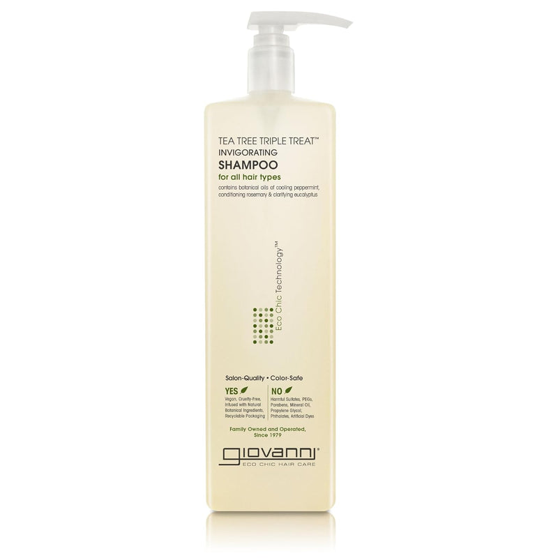 GIOVANNI Tea Tree Invigorating Shampoo - Special Clarifying Shampoo w/Organic Natural Oils for Women & Men, Cleansing & Moisturizing for Thin Hair, Rosemary, Eucalyptus & Peppermint Oil - 128 Fl Oz