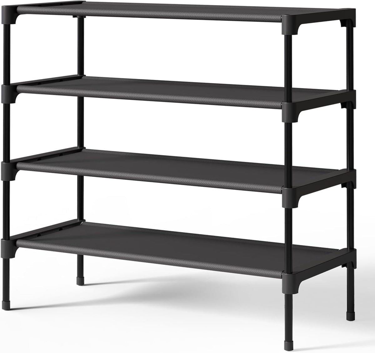 Kitsure Shoe Rack - Non-Woven Shoe Rack Shelf, Shoe Organizer for Closet, Entryway, Garage & Corridor, Stackable Shoe Shelves, Medium, Black
