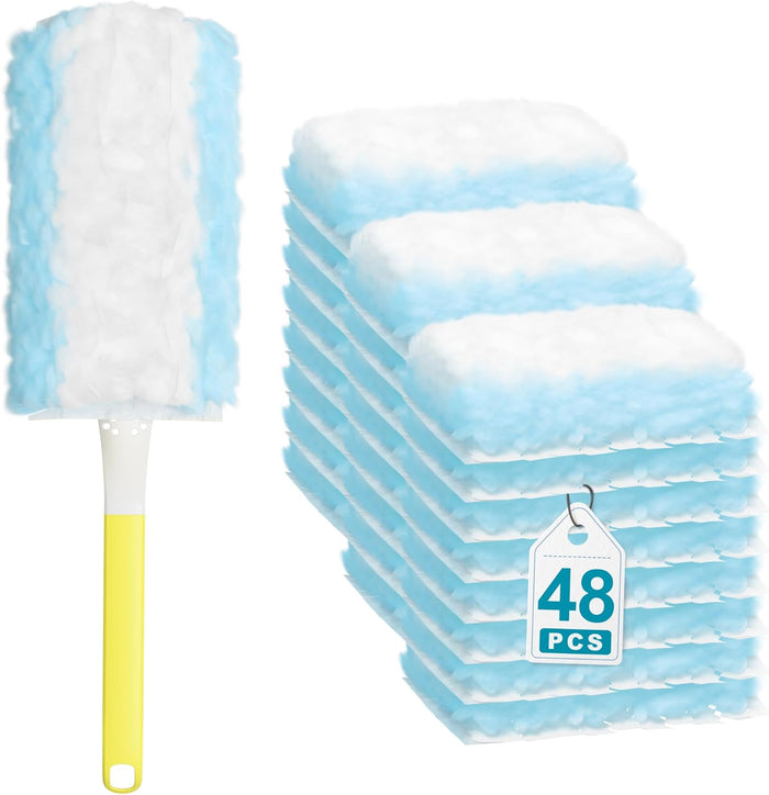 JOYMOOP Disposable Duster for Cleaning, with 1 Yellow Handles & 12 Ct Yellow Heavy Duty Refills for Swiffer Feather Duster, Household Cleaning Tool for Electronics, Dusting Furniture, Blinds