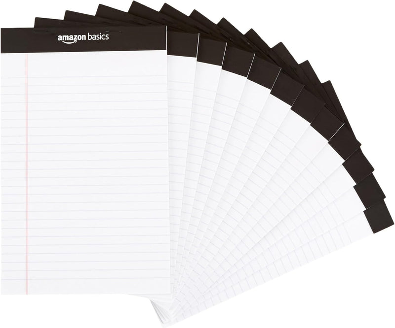 Amazon Basics Narrow Ruled 5-Inch by 8-Inch Lined Writing Note Pads, 6 Count (50 Sheet Pads), Multicolor