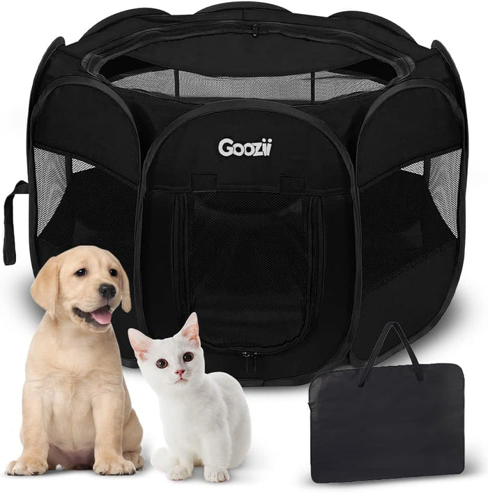 Pet Cat Playpen for Indoor Cats Enclosed, Portable Foldable Dog Playpen Outdoor Tent Crate Cage with Zipper Top Cover Door for Kitten Puppy Outside Rv Car Camper (Small Size, Pink)