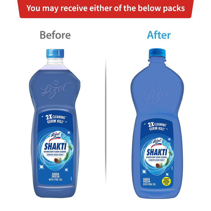 Lizol Shakti 900ml - Aqua Fresh Disinfectant Floor Cleaner | Suitable For All Floor Cleaner Mops | 2X better cleaning Vs Phenyl
