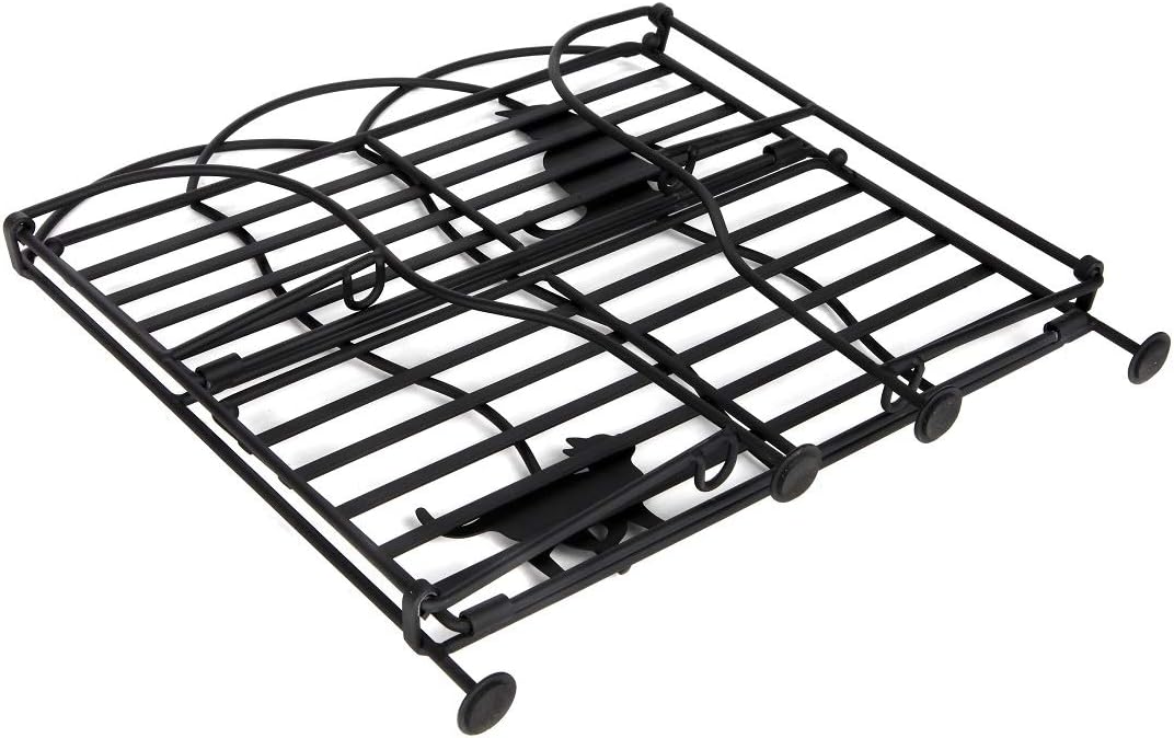Lily's Home Cat Lovers Black Metal Countertop Wire Shelf Rack, Great for Household Items, Kitchen Organizer, Bathroom Storage and More. Foldable. 2-Tier